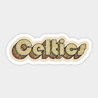 Celtics // Vintage Rainbow Typography Style // 70s Sticker